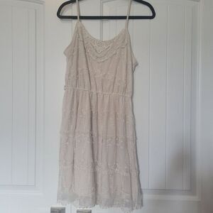 Pinky y2k dress spaghetti straps cream western lace overlay no belt included